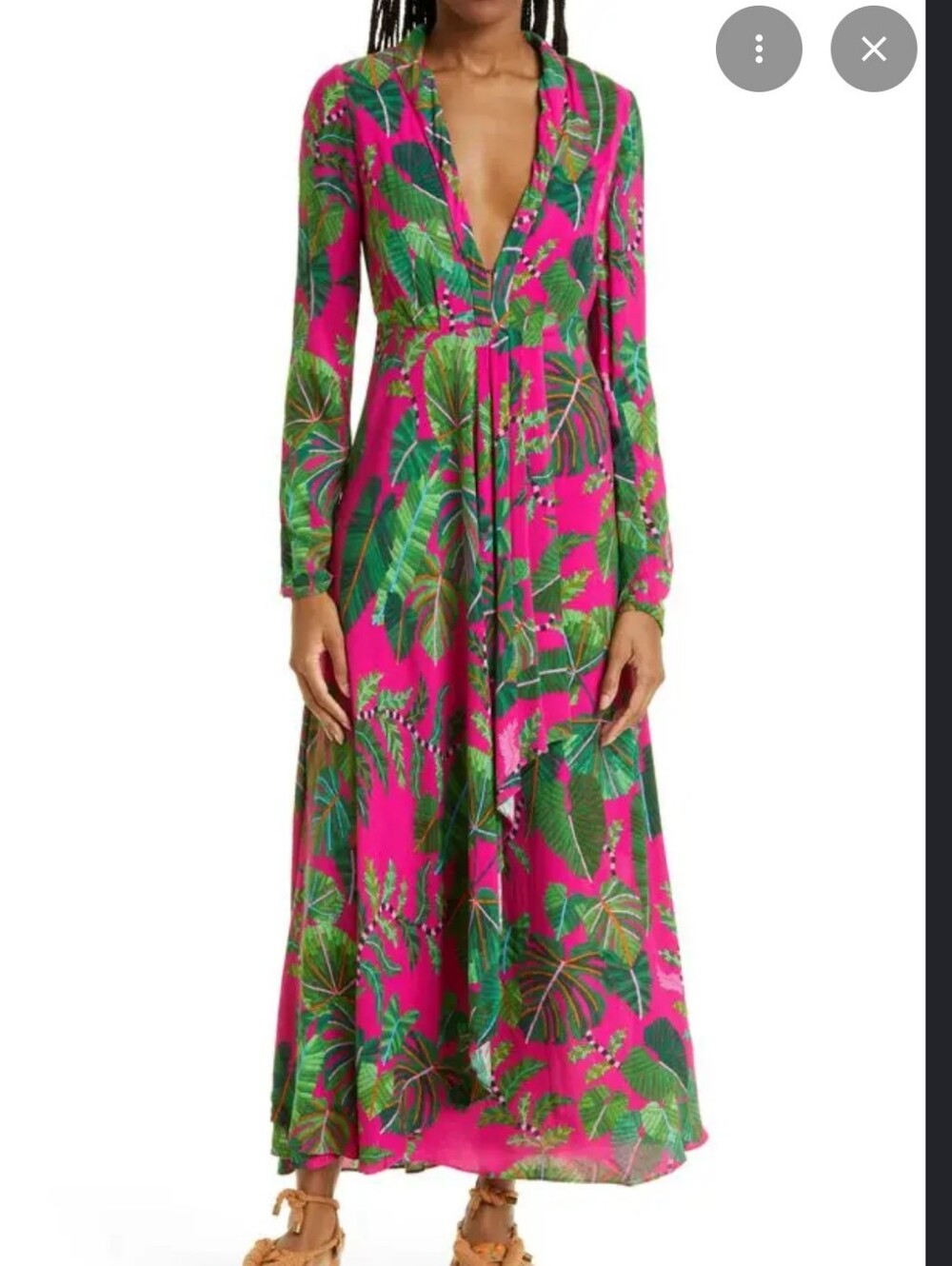 Farm Rio Palm Leaves long Sleeve dress Sz. Small